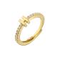 18K Gold Plated Initial Letter Diamond Ring Adjustable 925 Sterling Silver