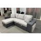 OEM/ODM Furniture Contrast colors linen fabric loveseat with pull-out bed and storage chaise with stools sofa bed sets