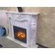 White marble fireplace mantel