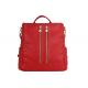 Lightweight Red Womens Backpack Bags Soft Pu Leather With Zipper Pocket