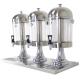 3-Head Beverage Dispenser 3 x 8.0Ltr Polycarbonate Container Stainless Steel Domed Lid Drip Free Spout