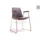 Rose Gold Armrest Stainless Steel Restaurant Chairs With Antique Leather Covered