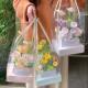 PVC Flower Packaging Boxes With Handle Clear Window Tote Bag Transparent