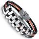 Tagor Stainless Steel Jewelry Super Fashion Silicone Leather Bracelet Bangle TYSR141
