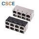 2 X 4 Multiple Port Stacked RJ45 Connectors 59C Series With EMI / Leds