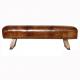 Outdoor Indoor Genuine Leather long Wooden Bench L185cm