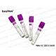 EDTA K2 /  K3 Blood Collection Tubes Purple Top 2.0ml To 10.0ml Non - Toxic PET Or Glass
