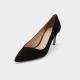Thin Heels Pointed Toe Leather Shoes , 3 Inch Black Womens Slip On Dress Shoes