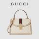Ladies Small GG Gucci Ophidia Shoulder Bag Beige And White Supreme Canvas