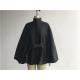 Black Cape Funnel Collar Ladies Wool Coat Melton Material With Belt TW64853