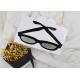 White Shining Acrylic Clutch Bag With Metal Chain And Glasses Pattern