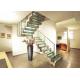 Indoor Design Stairs Glass Straight Flight Staircase Multi Treads Customizable
