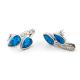 925  With Sterling Silver Greek  Key  Blue   Meander High Quality Opal  Leaf  Stud Earrings