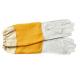 White Sheepskin Beekeeping Gloves with Ventilated Yellow Gridding Proof