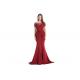 Short Sleeve Red Mermaid European Style Evening Dresses Forging Material