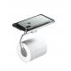 Toilet Tissue Roll Holder with Phone Shelf Adhesive or Screw Wall Mounted Mordern Style