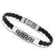 Tagor Stainless Steel Jewelry Super Fashion Silicone Leather Bracelet Bangle TYSR006