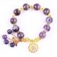 Handmade 12MM Dream Amethyst With Flower Spinner Charm  Blessing Crystal Bead Bracelet