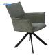 Genuine Leather Mid Century Swivel Dining Arm Chair With Metal Base Dc-7532