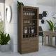 Industrial Bar Corner Wine Rack Cabinet With Wooden Shelves Wall Mounted Design