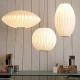 White Silk Natural Wood Pendant Light George Nelson Bubble Saucer 300MM Dimensions