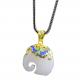 Gold Plated 925 Silver Enamel White Jade Elephant Pendant Necklace Silver Wheat Chain (DZ011124)
