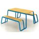 Factory Outlet Customized Steel-wood Table Bench Garden Furniture Picnic Table Modern Design Metal Table