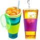 Custom Color Plastic Lunch Boxes Silicon 2 In 1 Snack Drink Cup With Sealed Lid