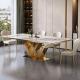 2/4cm Marble Square Dining Room Tables Stainless Steel Hotel Table Set