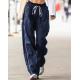 Small Quantity Clothing Manufacturer Women'S Long Casual 100% Polyester Loose Pants With Zipper Pocket