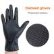 Industrial / Food Grade Black Nitrile Gloves Powder Free Diamond Shape