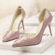 1060900-1 Korean Version Of Thin High Heels Women'S Shoes Stiletto High Heels Side Hollow Pointed Toe Solid Color Patent