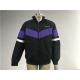 Men ' S Black Polyester bomber Jacket With Purple Insertion And Milk Sherpa Collar