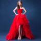 Hot Sale Red Off The Shoulder Short Front Long Back Elegant Evening Dresses TSJY020