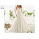 Plus Size Long Tail Bridal Gown V Neck Sleeveless Lace Backless Beaded Belt