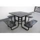 Metal Outdoor Picnic Tables Bench Set Square Shape For Park