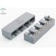 8 Pin 4 Port Unshielded Ganged RJ45 Female Connector With Gray Housing