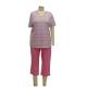 Fashion Ladies Pajama Sets Yarn Dyed Pink Striped Pyjamas Breathable