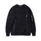 Black Blank Cotton Oversized Crewneck Sweatshirt With Front Pocket No Hood