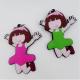 Beautiful Pink Green 2d Girl Rubber Keyring / Soft Rubber PVC Keychain Custom Shape