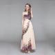 Double Shoulder Straps Rose Print Flower Bridesmaid Dress Chiffon Bridesmaid Dress