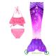 Polyester And Spandex Mermaid Tails For Swimming , Grils Swimmable Bathing Suit 3Pcs