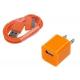 AC Wall Charger Adapter with iphone 4 Data Sync Cable for G 4S 3GS 3G iPod Touch orange