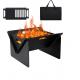 18 inch Folding Outdoor Fire Pit Black Power Coating Wood Burning Stove for BBQ Camping