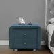 Modern Upholstered Fabric Bedside Table Linen Grey Velvet Nightstand 2 Drawers