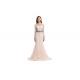 Skin Color Lace Ladies Ball Gowns Evening Dresses O - Neck With Waistband