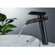 ROVATE Sanitary Ware Black Bathroom Basin Faucets Waterfall Spout Desk Mounted