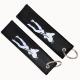 OEM Factory Custom Color Double-sided Woven Label Twill Fabric Embroidery Aviation logo Luggage Tag Keychain