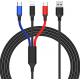 Three In One Nylon Braided USB Data Cable With IOS Micro And Type C Head