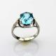 Fashion Jewelry 8mmx10mm Oval  Blue Topaz  Cubic Zircon 925 Silver Ring (R277)